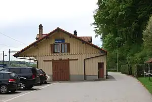 Two-story building with adjoining freight house