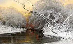 Nightfall over a Frosty Winter Landscape