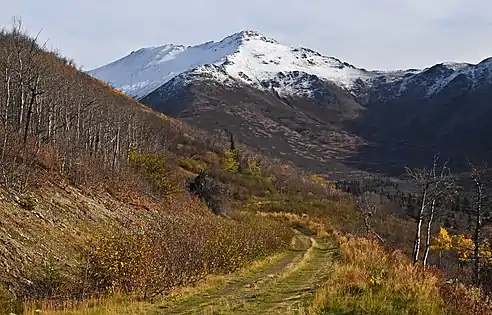 West aspect, summit to left