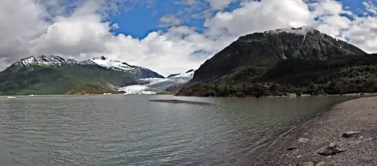 Left to right: McGinnis Mountain, Stroller White Mountain, Mendenhall Glacier, and Bullard