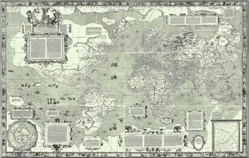 World map by Gerardus Mercator (1569), first map in the well-known Mercator projection