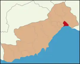 Map showing Akdeniz District in Mersin Province