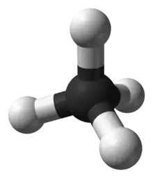 Ball and stick model of methane