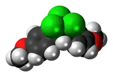 Ball-and-stick model of the methoxychlor molecule