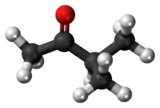 Ball-and-stick model of the methyl isopropyl ketone molecule