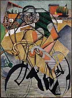 Jean Metzinger, 1911–12, At the Cycle-Race Track (Au Vélodrome), oil and sand on canvas, 130.4 x 97.1 cm, Peggy Guggenheim Collection, Venice