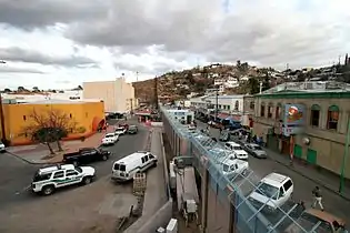 View of the border between Arizona, on the left, and Sonora, on the right.