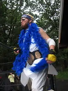 Knight entering the wrestling ring for his fight against "Ibrahim Hooper"