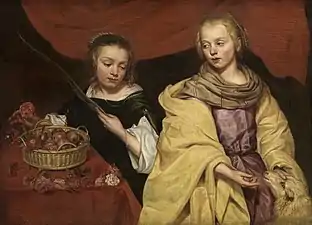 Two Girls as Saint Agnes and Saint Dorothea by Michaelina Wautier. c. 1650