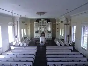 The interior showing the central place of the pulpit