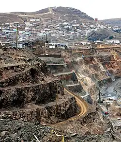 Mining activities in Cerro de Pasco, the capital of the Chaupimarca district and the Pasco Region