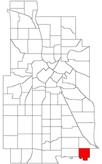 Location of Morris Park within the U.S. city of Minneapolis