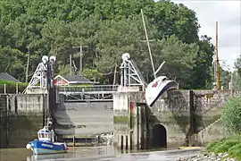 Installation at a canal lock near Nantes, France