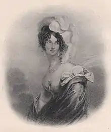 A lithograph showing Eliza Chester portraying Miss Teazle