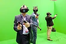 Image 20HTC Vive headsets worn at Mobile World Congress 2018 (from Virtual reality)