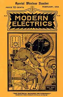 A "space flyer" depicted on the February 1912 cover of Modern Electrics as an illustration for the science fiction story Ralph 124C 41+ by Hugo Gernsback