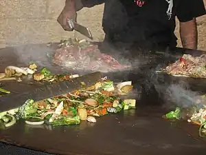 Mongolian barbecue being prepared