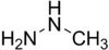 Skeletal formula of monomethylhydrazine with some implicit hydrogens shown