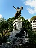 Equestrian monument of Giuseppe Garibaldi in the Villa Falcone-Morvillo.