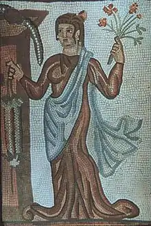 A woman as depicted in Perso-Roman floor mosaic in Bishapur