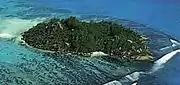 Aerial view of Moyenne Island, Seychelles 1970