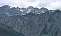 Mount Johnson centered in the distance, as seen from Marmot Pass.