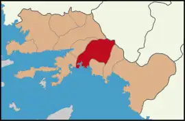 Map showing Köyceğiz District in Muğla Province