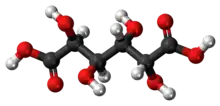 Ball-and-stick model of the mucic acid molecule