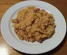 Mulgipuder, a national dish of Estonia made with potatoes, groats, and meat