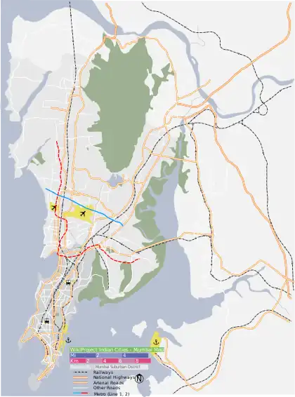 Location of Back Bay within Mumbai