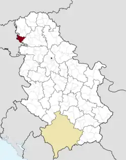 Location of the municipality of Bač within Serbia