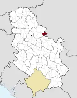 Location of Bela Crkva within Serbia