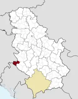 Location of the municipality of Priboj within Serbia