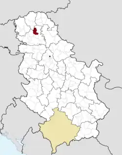 Location of the municipality of Srbobran within Serbia