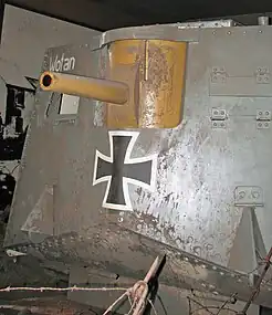 Replica of German A7V "Wotan" showing 57 mm Maxim-Nordenfelt gun in front