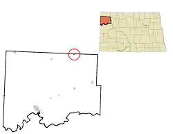 Location of Wildrose, North Dakota