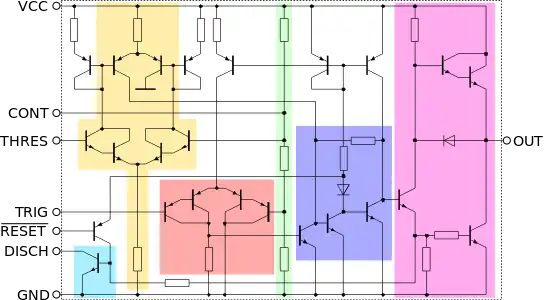 555 internal schematic of bipolar version