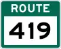 Route 419 marker