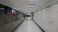 Pedestrian underpass between platforms and the railway station