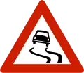 Slippery roadRoad is known to be especially slippery under special conditions, like rainfall.