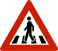 Pedestrian crossing aheadDistance represented with supplementary sign