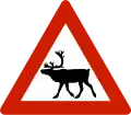 Animals (reindeer)Warns that reindeer often traverse or travel on the roads.