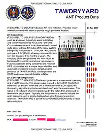 TAWDRYYARD - Device that functions as a radio frequency (RF) retroreflector