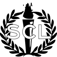 A torch surrounded by a laurel wreath with the letters SCL imposed over them