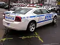 A Highway Patrol Dodge Charger radio motor patrol (RMP) car.