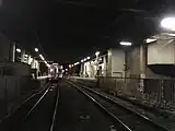 Nagano Electric Railway, Hongō Station Platform with the 8500 series EMU train bound for Suzaka Station.