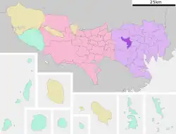 Location of Nakano in Tokyo Metropolis