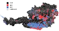 Map showing the results of the election on the municipal level ("Gleichstand" = tie)