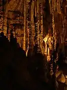 Tall, thin stalagmites and columns