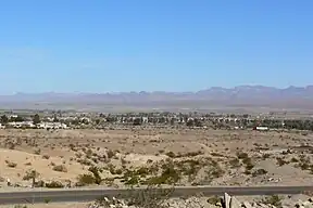 View east-northeast of Needles, Mohave Valley, & Black Mountains (Arizona)